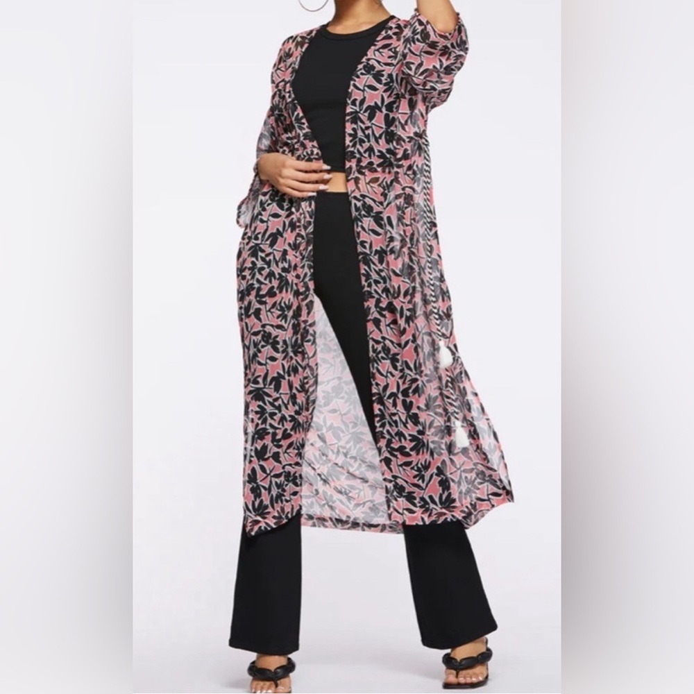 Jessica Simpson Womens Lailaa Chiffon Floral Kimono